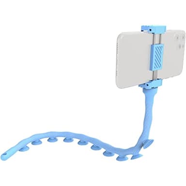 DigiPower Octopus EU-DP-SCH-BL - Soporte Flexible para Smartphone con ventosas, 51 cm, Universal con Agarre óptimo en Superficies Lisas, Color Azul Claro