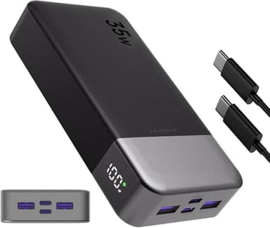 Portable Power Bank 20000mAh, JUOVI 35W Cargador portátil, batería de Carga rápida, PD3.0 QC4.0 batería Externa del teléfono con Pantalla LED para el iPhone 16 15, Galaxy, Tablet, Switch, etc