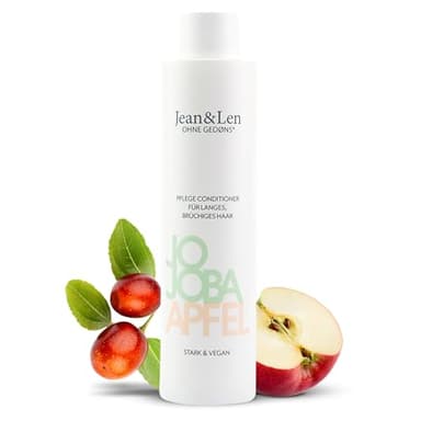 Jean & Len Acondicionador Jojoba & Manzana, cuida las puntas largas y quebradizas del cabello, desenreda los nudos y asegura una mejor peinabilidad, sin parabenos ni siliconas, vegano, 300 ml