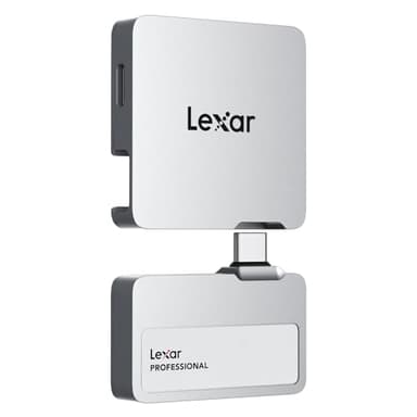 Lexar Professional Go - SSD portátil con HUB de 1 TB, ultracompacto, hasta 1050 MB/s de Lectura y 1000 MB/s de Escritura, USB 3.2 Gen 2, para iPhone 15/16, Color Plateado
