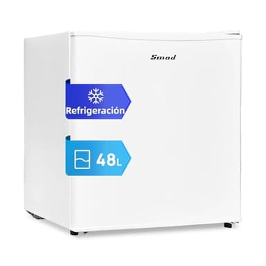Smad 46L Mini Frigorífico, Nevera Pequeña Silenciosa, Mini Nevera para Dormitorio, Cocina, Oficina，La Cubierta Superior Es Resistente Al Calor y Soporta Cargas, 0-10°C con 6 Ajustes Regulables