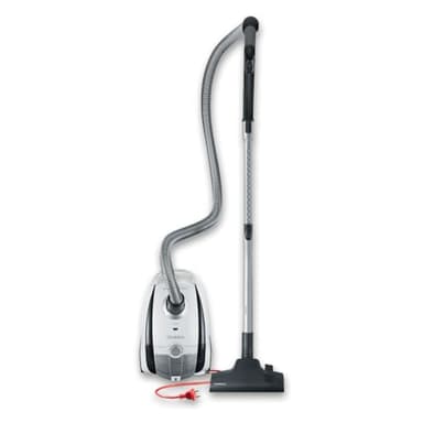 Severin BC 7035, Aspiradora de suelo con bolsa, incluye cabezal para parquet y set de 2 accesorios, S´POWER snowlight, blanco y gris