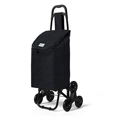 VOUNOT® Carro de la Compra con 6 Ruedas para Subir Escaleras, Carrito de la Compra Plegable, Bolsa Impermeable de 32 L, Negro