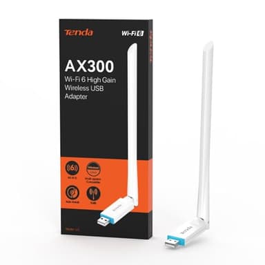 Tenda U2 Adaptador USB Wi-Fi 6 AX300, Antena Wi-Fi Externa Ajustable de 6dBi, Modo Soft-Ap, instalación Sencilla, USB WiFi para PC y portátil, Compatible con Windows 7/10/11, V5.0