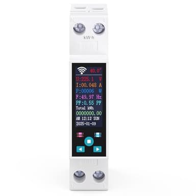 TONGOU Medidor de Consumo Eléctrico wifi, 1P+N/ 240vac Pantalla LCD en colores incorporada WIFI Inteligente Interruptor Medidor Energia, Compatible con Alexa, Smart life/Tuya Contador Eléctrico wifi