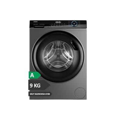 Haier I-Pro Series 3 HW90-B149398S-IB Lavadora Carga Frontal 9kg, Función Vapor, Motor Direct Motion, Tratamiento Antibacterias, 1400 RPM, Fin Diferido, Detector Automático de kg, 15 Programas