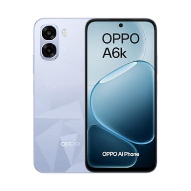 OPPO A6k 4G - Smartphone Libre con IA, 4GB RAM+256GB, Batería 6100 mAh, Pantalla LCD HD+ 120Hz, IP64, Cámara 50MP, Dual SIM, Versión Española - Azul