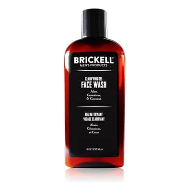 Brickell Men’s Gel Limpiador Facial Clarificante para Hombres, Limpiador Facial Diario en Espuma Natural y Orgánico Formulado con Geranio, Coco y Aloe, 237 ml
