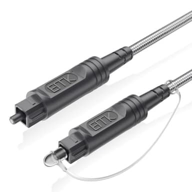EMK Cable de Audio óptico Digital Toslink - [Nailon Trenzado Chaqueta, Durable y Flexible] 2M Cable de Fibra óptica para Home Theater, Barra de Sonido, TV, PS4, Xbox y más 2M