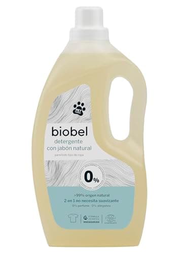 Biobel 0% - Jabón Ecológico De Aceite De Coco - 100% Natural - Limpia, Cuida Y Suaviza Los Tejidos - Para Prendas Delicadas Y Ropa De Bebés - Apto Para Pieles Sensibles - Detergente Líquido - 1,5 L