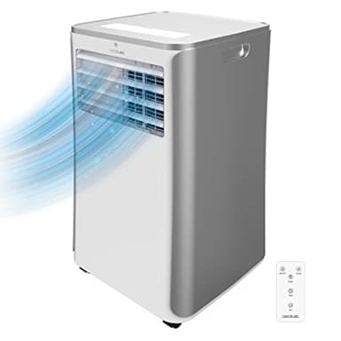 Cecotec Aire Acondicionado Portátil con Mando a Distancia ForceClima 9100 Soundless. 9000 BTU, Tecnología Soundless, Pantalla LED, 4 Modos, 2 Velocidades, Cobertura 20-25m2