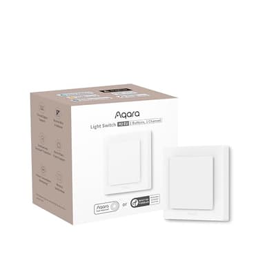 Aqara Interruptor de Luz Inteligente H2 UE (2 Elemento 1 Canal, 2 en 1 Neutro), Matter over Thread, Interruptor de Pared Inteligente, Thread/Zigbee, Compatible con Apple Home, Alexa y Google Home