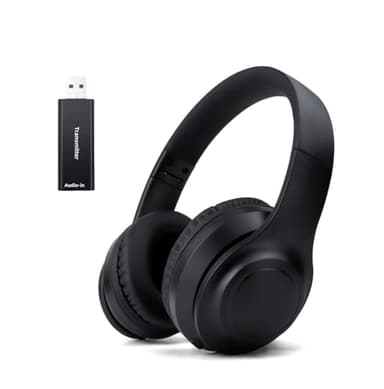 Auriculares inalámbricos de TV para personas mayores, auriculares inalámbricos plegables con refrigeración activa de ruido, auriculares de TV con transmisores, Bluetooth 5.3, tiempo de reproducción de