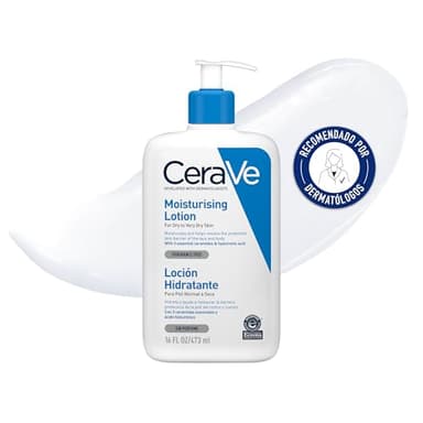 CeraVe Loción Hidratante, Piel Seca a muy Seca, Hidrata y Restaura la Barrera Protectora de la Piel, Enriquecida Con Ceramidas Esenciales y Ácido Hialurónico, Fórmula Ligera, Apta para Rostro y Cuerpo