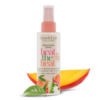Jean & Len Beat The Heat Aerosol con protección térmica con aroma a mango, consistencia ligera, protege el cabello del daño causado por el calor hasta 230°C, sin parabenos ni siliconas, vegano, 100 ml