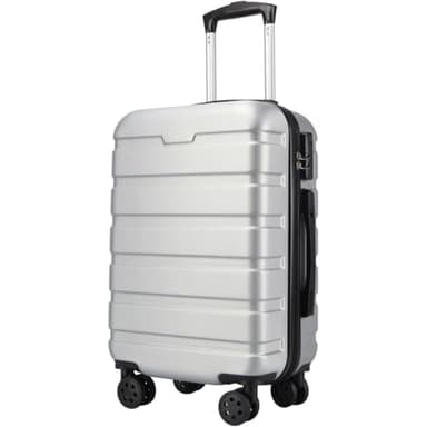 T-LOVENDO.ES Maleta de Viaje Cabina 55x40x20- Equipaje de Mano- 4 Ruedas giratorias- Material ABS Ligero- Semirígida- Candado o Cerradura combinación- Asa telescópica- Trolley- Plateada