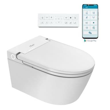 Nashi EOS Pro - Inodoro Japonés Suspendido de Pared | App Movil | Universal: se adapta a cualquier bastidor | Luz Nocturna | Asiento Calefactable, Agua Caliente y Secado | WC Japones Inteligente