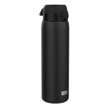 ION8 Botella Térmica 1 Litro, 920 ml, a Prueba de Fugas, Fácil de Abrir, Cerradura Segura, Asa de Transporte, Aptas para Lavavajillas, Acero Inoxidable, Ideal para Deportes y Yoga, Negro