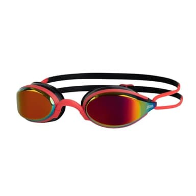 Zoggs Fusion Air Gafas de Natación para Adulto – Gafas de Piscina Antivaho, Protección UV, Visión Amplia, Puente Intercambiable, Almohadilla de Aire – Lentes Espejo Rojo Titanio, Negro y Rojo
