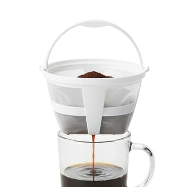 Filtros de café reutilizables, colador de malla lavable, cesta de filtro para cafetera de 6 a 8 tazas con asa, para preparación, cafetería, hogar, cocina, té, bebidas, restaurante
