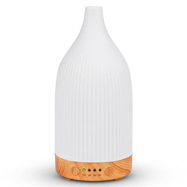 DreamHigh Difusor Aceites Esenciales 100ML, Cerámica Ultrasónico Difusor de Aromas con LED de 7 Colores y 4 Temporizadores, Humificador de Aromas-Anhidro Apagado Automático