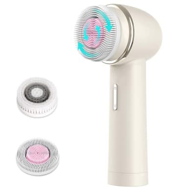 MYCARBON Cepillo Limpiador Facial Eléctrico 2500 mAh Recargable Masajeador Eléctrico Limpiador 2 Modos 360° Rotación Cepillo Facial 2 Velocidades 2 Repuesto IPX7 Impermeable FCD4 Rosa