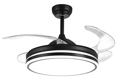 BEL AIR HOME - Ventilador de Techo Cocon - Motor DC Silencioso - Aspas Desplegables - Luz LED 36W 3 Temperaturas - Mando a Distancia - Negro, Metal