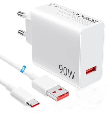 90W Cargador USB y Cable USB C para Xiaomi 15 14 13 Ultra Poco X7 Pro Poco F6, Turbo Carga Rápida Adaptador Cargador y Tipo C Cable 2Metro para Poco X4 5G 14T 13T Poco Pad M6 Mi 10T Pro Lite