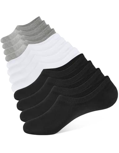 CLOSEMATE 6 Pares Calcetines Invisibles Pinkies Hombre Mujer Verano Tobilleros de Algodón Transpirables Cortos Antideslizantes Silicona Bajos (2Negros2Blancos2Gris,M)