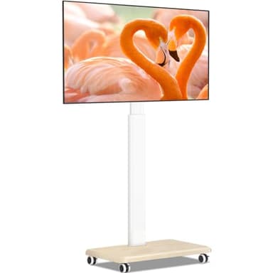 TVON Universal Soporte Suelo para TV de 32-65 Pulgadas de Plasma LED LCD, Blanco Soporte con Ruedas, Pie TV con Giratorio y Altura Ajustable, hasta 40 Kg, VESA Máx 400x400mm