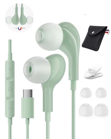 Auriculares USB C para Samsung S25 S24 S23 S22 Ultra S21 A55 A56 A16 A54 5G iPhone 15 16 17 Pro MAX, Magnéticos Auriculares Tipo C Hi-Fi Estéreo In-Ear Cascos con Cable y Microfono Pixel 10