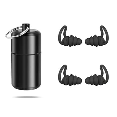 2 pares de tapones para los oídos para moto, reutilizables, protección auditiva, con recipiente de aluminio, para festival avión, trabajo, música, motocicleta, músicos, protección auditiva (gris)