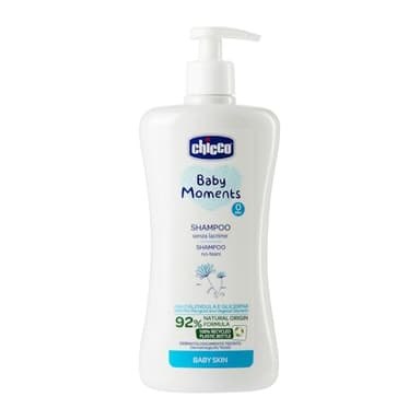 Chicco Champú Baby Moments Sin Lagrimas, Champú Para Niños Sin Parabenos, No Irrita Los Ojos, Ingredientes De Origen Natural, Propiedades Hidratantes Y Emolientes, Formato De 500 ml, 0+ Meses,