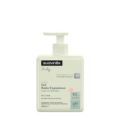 Suavinex, Gel - Champú Para Bebés, No Pica en los Ojos, con Espuma y Aroma Baby Cologne, Apto para Pieles Sensibles y Recién Nacidos, 93% Ingredientes de Origen Natural, Para Piel y Cabello, 500 ml