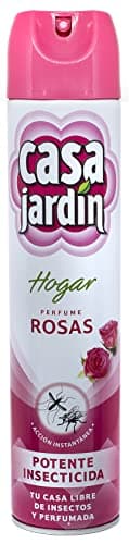 CASA JARDÍN | Insecticida Aerosol | Con Aroma de Rosas | Fórmula Eficaz para Espacios Exteriores e Interiores | Eficaz contra Insectos Voladores y Rastreros | Larga Duración | 600 ml
