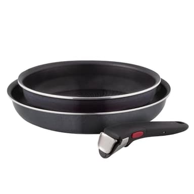 Tefal Ingenio Enjoy - Juego de 2 Sartenes 24/28 cm + Mango extraíble, Apto inducción, antiadherentes, revestimiento titanio, Thermo-signal, calentamiento rápido, apto horno