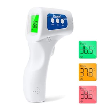 Berrcom Termómetro Digital Termómetro Frente Infrarrojo sin Contacto Termómetro Bebés Médico pantalla Retroiluminada de Tres Colores, Temperatura de Lectura Instantánea