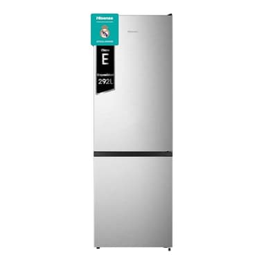 Hisense RB372N4ACE - Frigorífico Combi, Eficiente Clase E, Capacidad 292 L con 180 cm Alto, Cajón Verduras, 4 Estrellas Congelador, Puerta Reversible, Silencioso 39dB, Color Acero, Inox