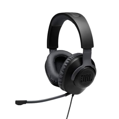 JBL Quantum 100 Auriculares para gamers con sonido QuantumSOUND, micrófono Boom diseño ligero, cómodo y llamativo, compatible con múltiples plataformas, en negro