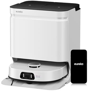 Eureka J15 Ultra Robot Aspirador,19,000Pa, con Mopa,75℃ de Agua Caliente, Cepillo Lateral Extensible, Mapeo Impulsado por Inteligencia Artificial,robot aspirador y fregasuelos autovaciado