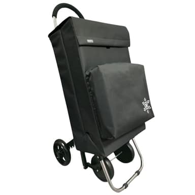 POPYS® Carro de la Compra de 50L con Compartimento Refrigerante | Carrito Compra con 4 Ruedas y Gancho para Bolsas | Carro Compra Ideal para Supermercado (Requiere Montaje) (Negro 2)