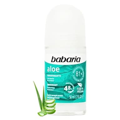 Babaria - Desodorante Mujer y Hombre Roll On Aloe Vera | Para Niños Y Adultos | Deos Hidratante | Protección 48h | 100% Vegano