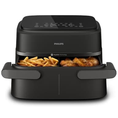 Philips Dual Basket Airfryer Serie 1000-7,1 l de capacidad, tecnología RapidAir, 10 funciones en 1, 90% menos de grasa, diseño compacto, aplicación de recetas HomeID (NA154/00)