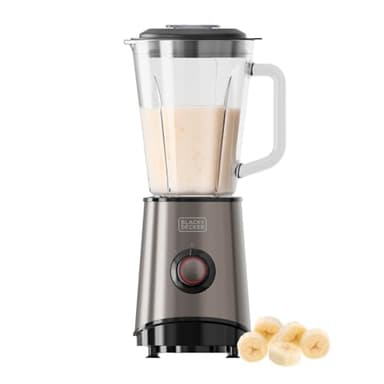 Black+Decker - Batidora de Vaso 800W | Jarra de Vidrio 1.5L | 4 Cuchillas de Acero Inoxidable | Función Pulso & Fácil | Varias Velocidad + Pulse | Picado de Hielo | Fácil Limpieza