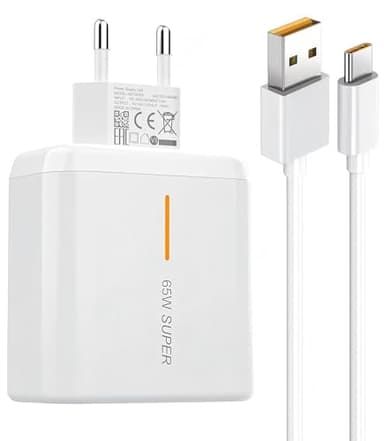 65W OPPO Supervooc Cargador Rápido USB-C 2M - Adaptador de Carga Rápido para Find X7, X6 Pro, X5 Pro, X3, X2, Reno 10, 9, 8, 7, 6, A96, A94, A77, A76, A