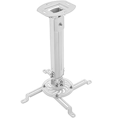 deleyCON Soporte Universal para Proyector - Inclinación ±15° - Giro 360° - hasta 13,5 kg - Altura Ajustable 380-580 mm - Guía de Cables - Blanco