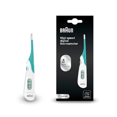 Braun High Speed Termómetro digital , Varilla digital para usar en múltiples sitios , Vía oral, rectal o axilar , Apto para bebés y niños pequeños , La marca #1 entre los médicos(1) , PRT1000