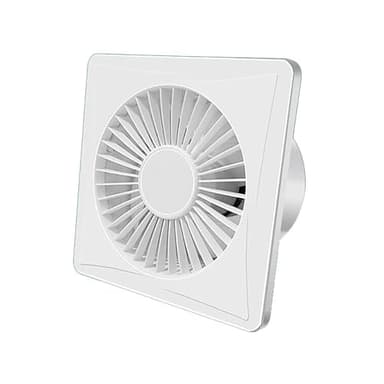 Ventilador de baño, 200 x 200 mm, diámetro 150 mm, profundidad 120 mm, 18 W 230 V 50 Hz, 155 m³/h 35 dB