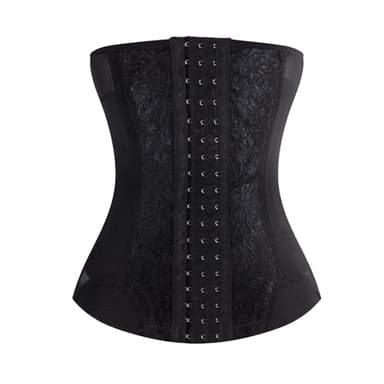 MZSKLW Corsé bordado de malla para moldear el cuerpo, faja de entrenamiento de cintura para mujer, faja moldeadora de control de vientre, Negro, M