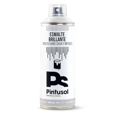 PINTUSOL Esmalte Brillante Antióxido Blanco en Spray, Acabado Brillo, Resistencia UV Alta Opacidad, Directo Sobre Óxido Hierro Metal, Fácil Aplicación, Pintura Profesional Blanca Espray 400ml